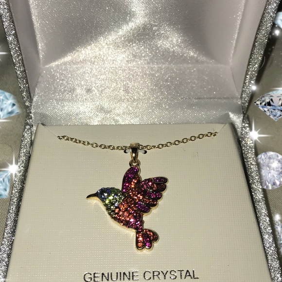 Genuine crystal hummingbird necklace - Picture 1 of 4